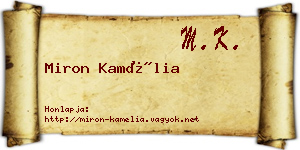 Miron Kamélia névjegykártya